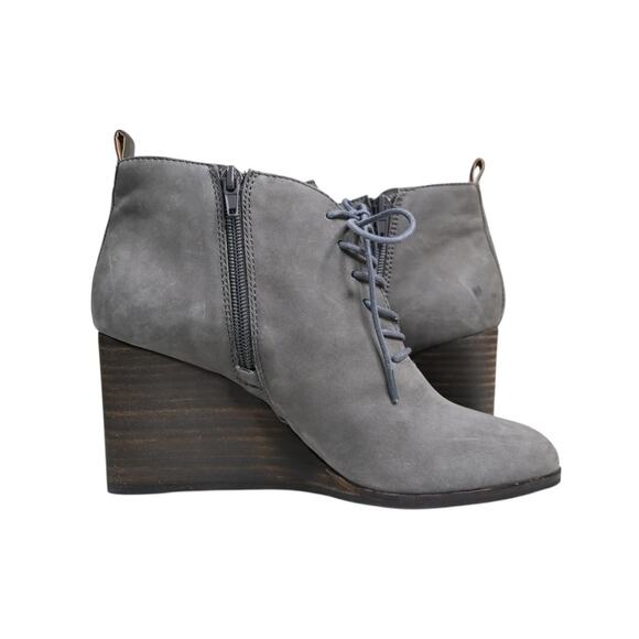 Lucky Brand Womens 8.5 Semihr Wedge Leather Suede Lace Up Booties - Picture 5 of 10